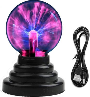 China ABS USB or Batteries Powered Magic Novelty Toy Black Plasma Ball Base Touch and Sound Light Activation for sale