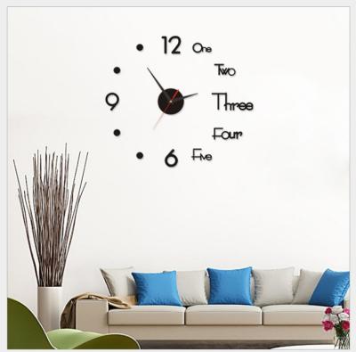 China Latest 2022 Antique Style Modern Acrylic DIY 3D Wall Clock For Living Room Bedroom for sale