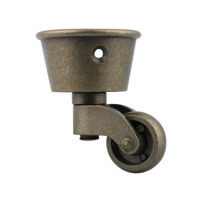 China 26mm Metal Square Cup Caster Wheel Swivel Office Chair Modern Vintage Brass Furniture Caster Wheels for sale