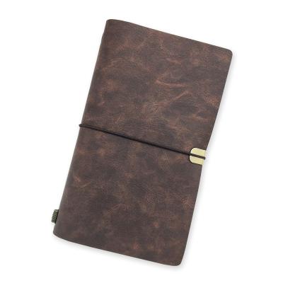 China Custom Faux Elastic Band Closure Soft Cover Travelers Journal Vintage Leather Notebook with Elastic Band Closure for sale