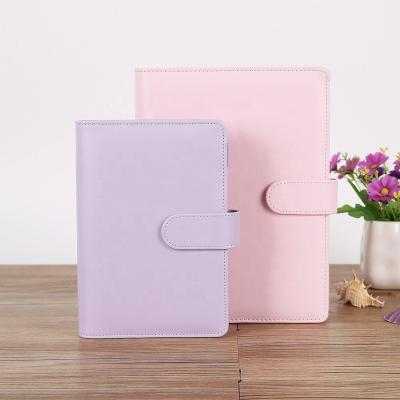 China Magnetic Colorful Pink Blue Purple Yellow Ring Binder A5 Notebook Cover for sale