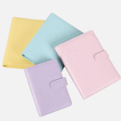 China Good Macaron A5 A6 PU Leather 6 Ring Binder Notebook Magnetic Organizer Stationery for sale