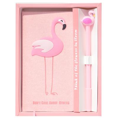 China Thermo Leather Hardcover Flamingo Pink Notebook A6 Gift Set for sale