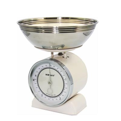 China Weighing 5kg Mechanical Food Weighing Scale With Analog Stainless Steel Bowl Kitchen Scale for sale