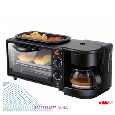 China Household On Sale 3 in 1 Electric Breakfast Machine Multifunctional Coffee Maker + Frying Pan Mini Oven Household Bread Pizza for sale