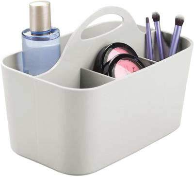 China Small Plastic Makeup Storage Organizer Cart Tote - Divided Basket Bin Holds, Nail Polish, Makeup Brushes, Blushes, Pour Foundations for sale