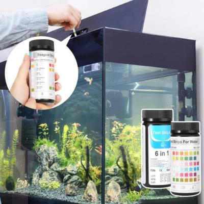 China 6 Viable in 1 Tropical Aquarium Water Test Strips Kit Nitrite Nitrate pH Chlorine Bromine Total Hardness Test Strips for sale