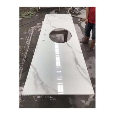 China Ultra White Solid Outdoor Artificial Glass Nano Choice Quality White Vanity Top Against Stone Pollution for sale