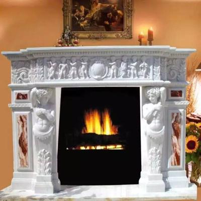 China All Kinds Of White Marble Stones Fireplace Mantel White Marble For Walls Fireplace Surround for sale