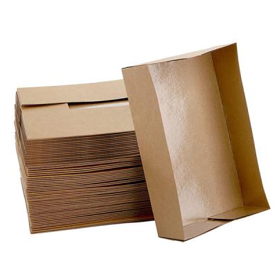 China Disposable Brown Kraft Paper Food Box Fast Food Stands Foldable Greaseproof Paperboard Food Box Tray 4 Corner Pop Coated for sale