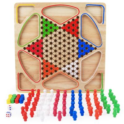 China Cheap Wholesale Wooden Chinese Checkers Wooden Board Game Set Toys For Family for sale