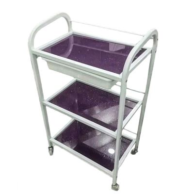 China Contemporary Three-Layer Factory Price Nail Rolling Beauty Salon Purple Salon Trolley SPA for sale