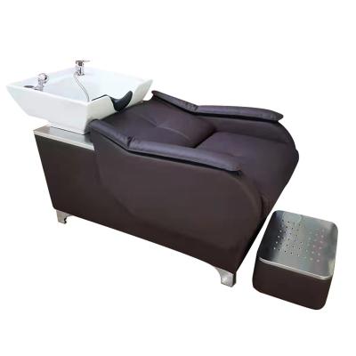 China Comfortable Shampoo Bed for Barber Shop Hair Salon Equipment Washing Bascin Commercial Salon Furniture Shampoo Chair Furniture for sale