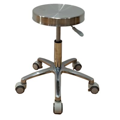 China Contemporary ESD Stainless Steel Seat Lab Chair Silver Stool With Lifting Heigh for sale