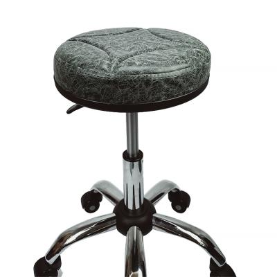 China Durable Material Swivel Bar Chair Round Stool On Wheels Salon 360 Degree Adjustable Barber Stool Classic for sale