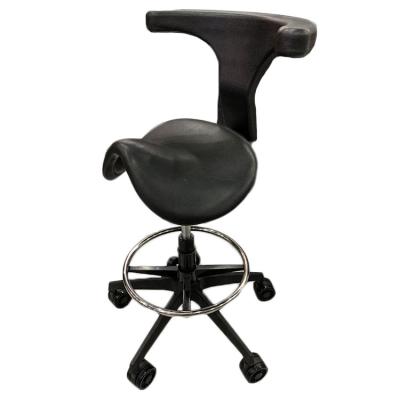 China Traditional Ergonomic Leather Dental Chair Classic PU Saddle Dental Stool With Backrest Saddle Chair for sale