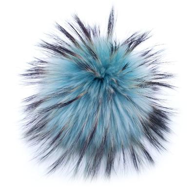 China Fur Pom Poms For Hats High Quality Faux Raccoon Fur Pom Poms For Hats Wholesale 12-13cm for sale