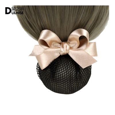 China Fashion High Quality Goods Using Various Popular Hair Net Snood Accessories Satin Net Hair Clip Hair Bun Net Cloth Cover Clip for sale