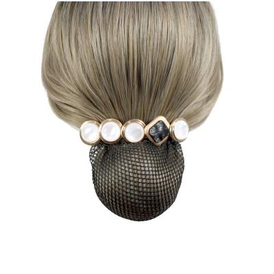 China New Type Fashion Pretty Lady Lady Accessories Hair Clips Net Bun Net Cloth Cover Clip Rhinestone Hair Pin High Quality Popular Cat Crystal Snood for sale