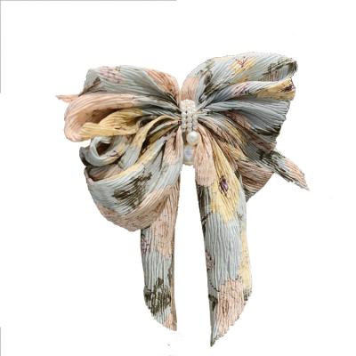 China Soft Promotional Product Good Quality Popular Flower Bowknot Large Cloth Hair Pins for sale