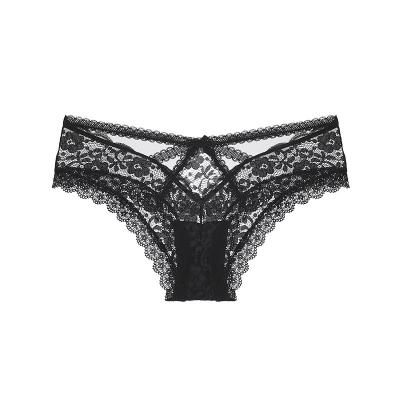 China New low price women's briefs lace strap thong cross embroidery comfortable hot sexy transparent underwear sexy perspective seduction T-back for sale