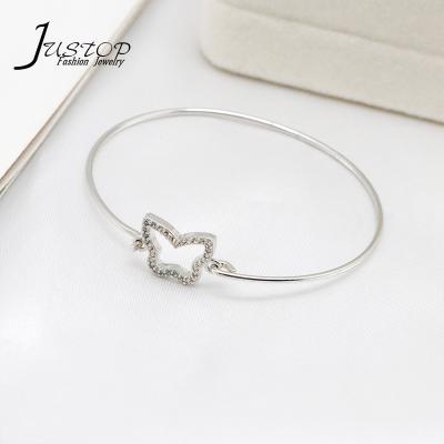 China Environmental Friendly Fashion Cavity Zircon Bangle Butterfly Cuff Glitter Bangle For Women for sale