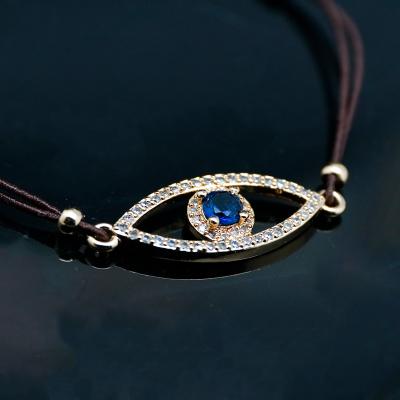 China Environmentally Friendly Wholesale Charm Bracelet Blue Eye Zircon Bracelet Gold Eye Jewelry 2020 Adjustable Rope Bracelet for sale