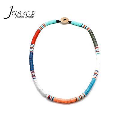 China Environmental Friendly Colorful Polymer Clay Plastic Beaded Women Jewelry Necklaces for sale