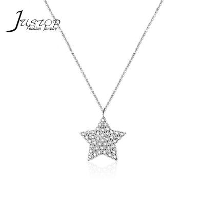 China 2020 Hot Design Zircon Star Pendant 925 Sterling Silver Environmental Friendly Necklace For Women for sale