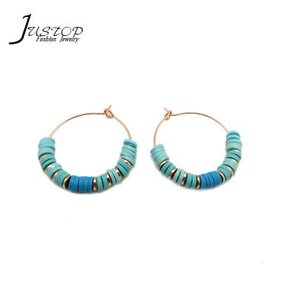 China Environmental Friendly Polymer Clay Stainless Steel Blue Plastic Jewelry Summer Fashion Stud Earrings for sale