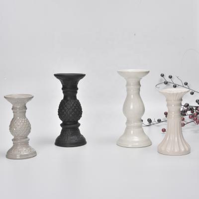 China New Custom Fashion Home Decoration Black Ceramic Candle Holder for sale