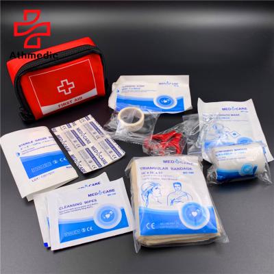 China Emergency Use Athmedic Logo Logo First Aid Kit 2021 Custom Red Mini Label Mini Travel First Aid Kit In Nylon Bag for sale