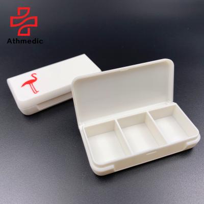 China 2021 White ABS Athmedic Food Grade Pill Box 3 Grids Pill Box 3 Grids Pill Case for sale