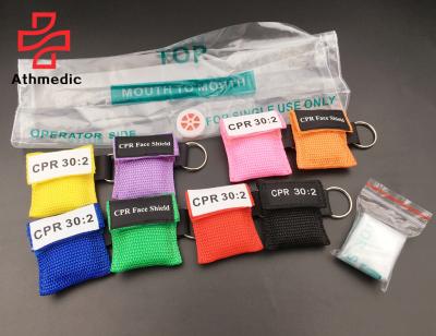 China First Aid Training One Way Valve 2021 Cpr Protect Key Chain Emergency Nylon Survival Bag Breathing Barrier Kit For First Aid Rescue Or AED Training for sale