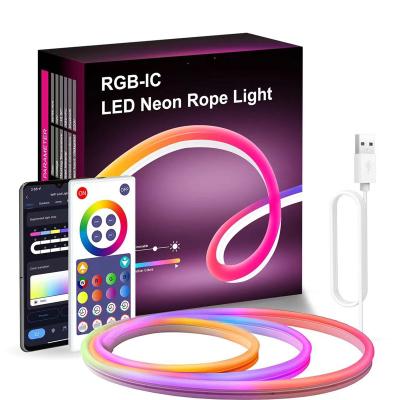 China WiFi 5V/12VRGBIC Residential Neon Rope IP68USB Rainbow Tuya Smart Light Light With Music DIY Smart Neon Strip for sale