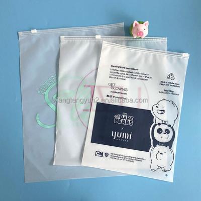 China Recyclable Custom Printing T Shirt Swimwear Frosted Zipper Plastic Packaging Bags For Clothes for sale