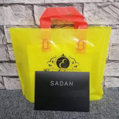 China Factory Recyclable Soft Buckle Handle OEM Logo Printing Biodegradable Environmental Friendly Carry Plastic Shopping Bag for sale