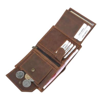 China Genuine Cowhide Card RFID Leather Wallet RFID Blocking Men's Leather Wallet for sale