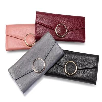 China Cowhide Waterproof Leather Lady's Long Wallet Ladies Purse Women Wallet Clutch for sale