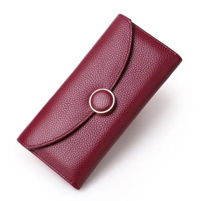 China Fashion Women's Long Purse Good Quality Genuine Cow Leather Wallet Women's Wallet for sale