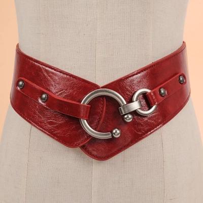 China 2019 Cowhide fashion ladies dress leather wide woman belt elastic waistband for sale