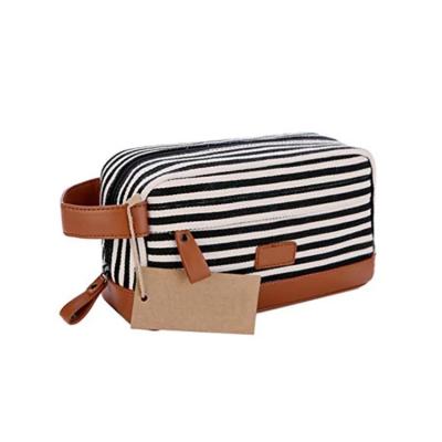 China Lady Portable Hang Streaked PU Leather Travel Makeup Wash Toiletry Bag for sale