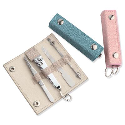 China 4 Piece Mini Fashion PU Manicure Set Custom Leather Pedicure Set for sale