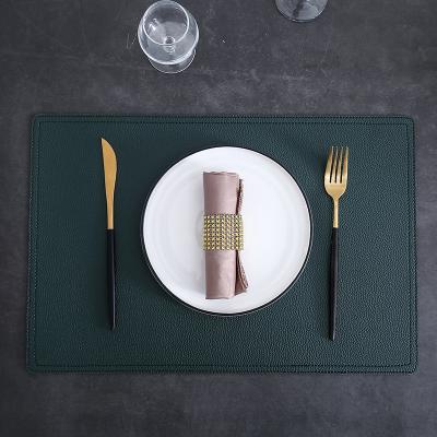 China Double Layer Durable Waterproof Non Slip Restaurant Dish Table Mat PU Leather Place Mat for sale