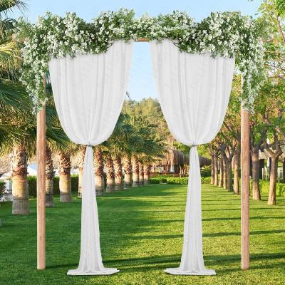 China White Soft White Polyester Woven Rectangle Chiffon Backdrop Curtain Fabric Beautiful Chiffon Backdrop Curtain for sale