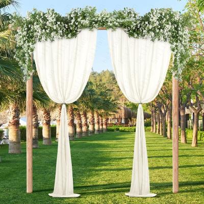 China Soft Beige Polyester Woven Rectangle Chiffon Backdrop Curtain Fabric Beautiful Curtain Backdrop Textile for sale