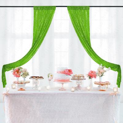 China Apple Green Glitter Sequin Rectangle Backdrop Seamless Curtains Glitter Sequin Backdrop Curtains for Wedding for sale