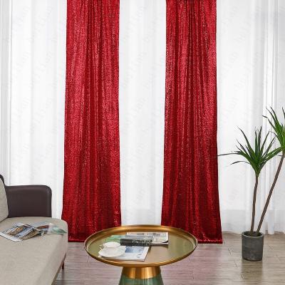 China Dark Red Glitter Sequin Backdrop Rectangle Seamless Curtains Glitter Sequin Backdrop Curtains For Wedding for sale