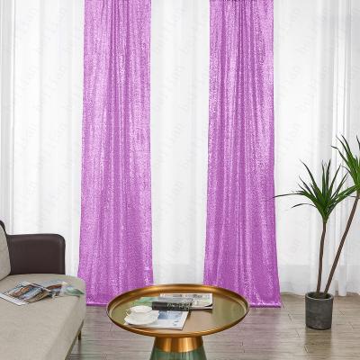 China Purple Glitter Sequin Rectangle Backdrop Seamless Curtains Lavender Glitter Sequin Backdrop Curtains For Wedding for sale