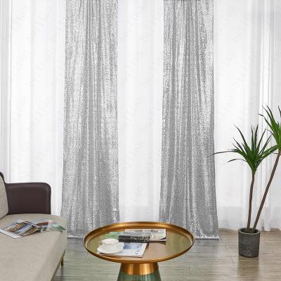 China Silver Glitter Sequin Backdrop Rectangle Seamless Curtains Glitter Sequin Backdrop Curtains For Wedding for sale